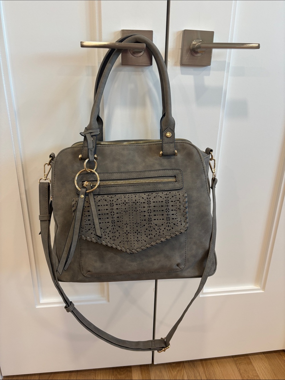 Target Gray Women’s Shoulder Bag with Perforated Front Pocket